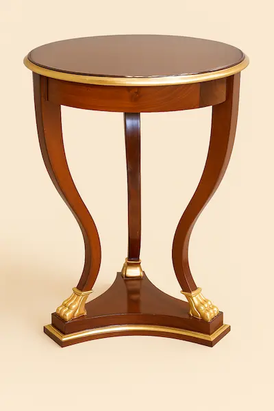 Balmoral Empire Side Table in Mahogany with Gold Leaf Lion Paw Feet