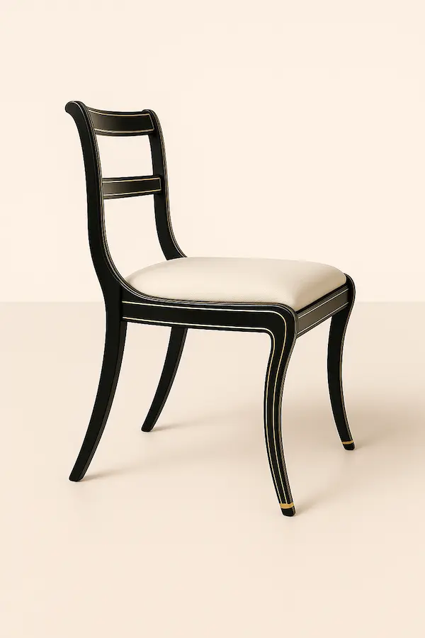 Regency Ebony Gold Mahogany Side Chair – Side Profile with Gilt Detailing