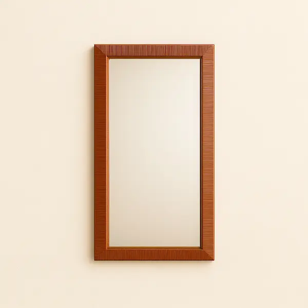 Barclay Grand Floor Mirror in solid mahogany with ribbed frame, oversized full-length design