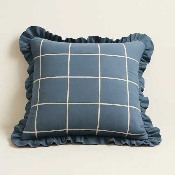 Glen Ruffle Linen Cushion