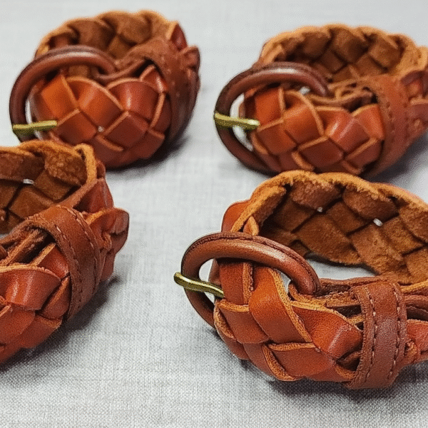 HANDWOVEN LEATHER NAPKIN RINGS — SET OF 4