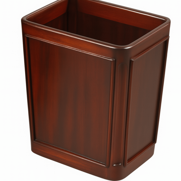 MAHOGANY BANDED WASTEBASKET